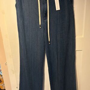 Young Fabulous & Broke WIDE LEG Relaxed drawstring Blue Jeans LG